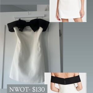 Self-Portrait Black and White Strapless Dress